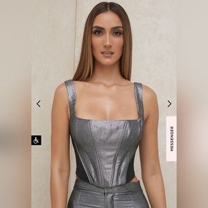 House of CB Hannah Silver Glam Corset NWOT